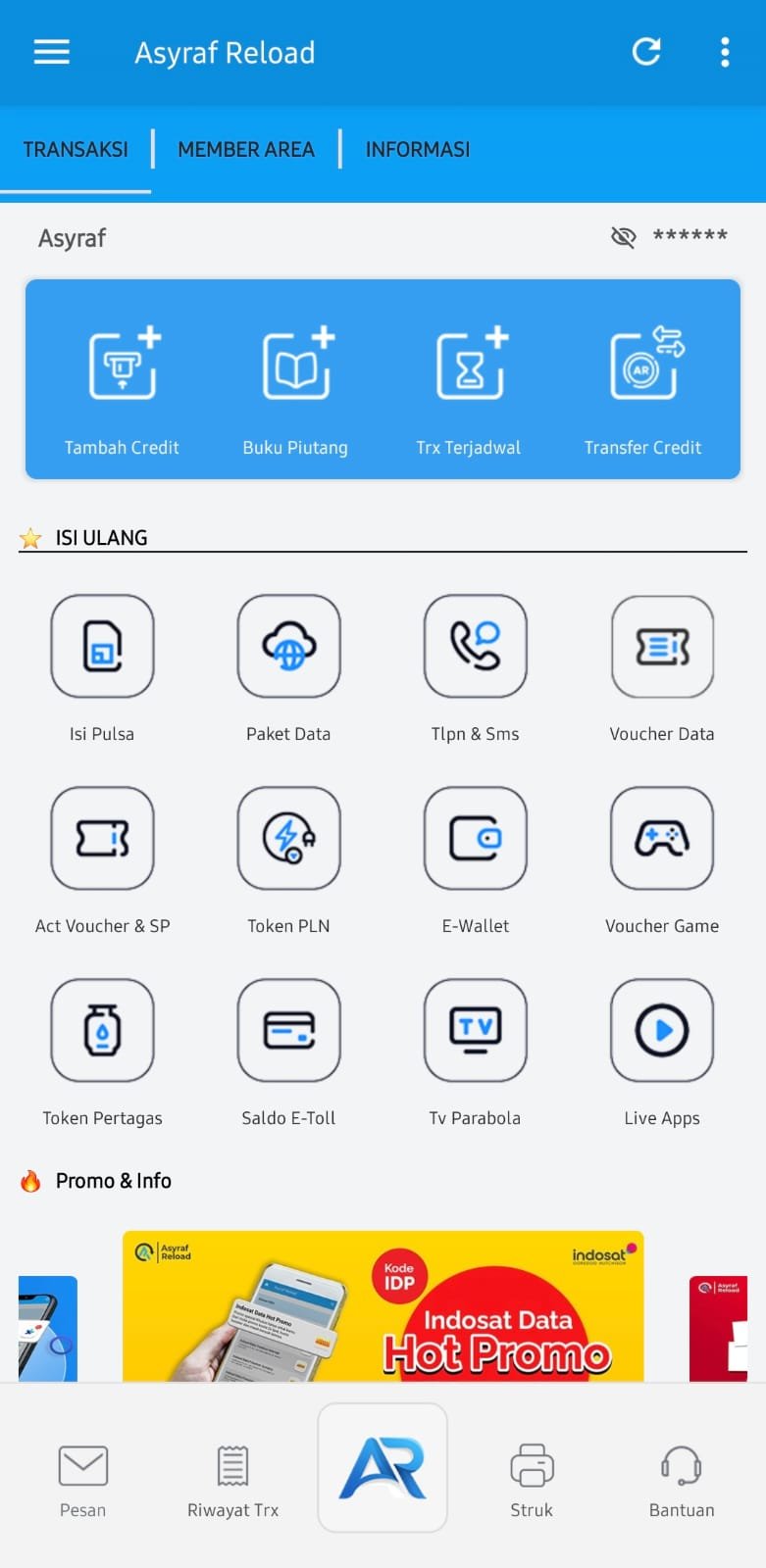 Asyraf Reload App Screenshot